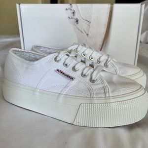White Superga platform sneaker